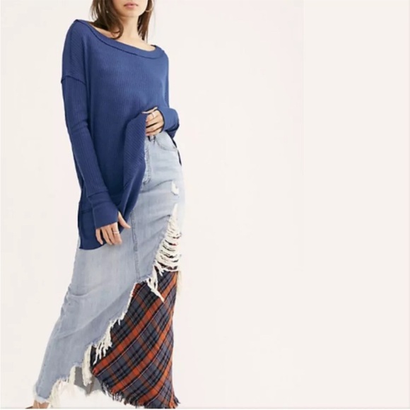 Free People We The Free North Shore Thermal Tunic Blue Sweater Women’s Size XS - Picture 1 of 8